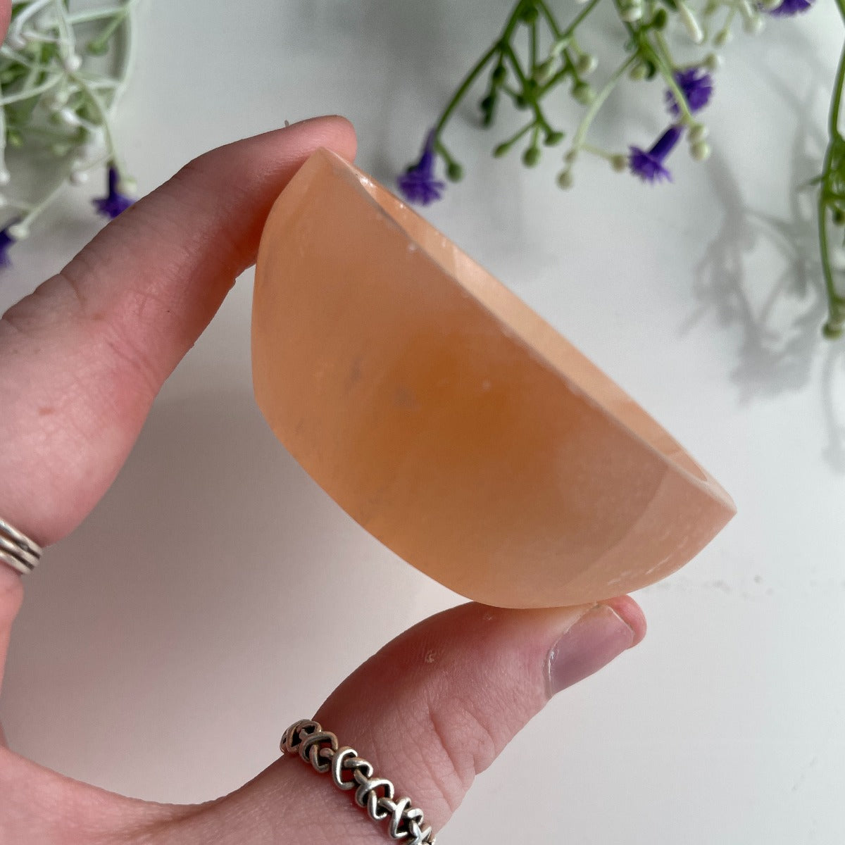 Selenite Orange Bowl - Round 6cm to 7cm Selenite Orange Bowl - Round 6cm to 7cm
